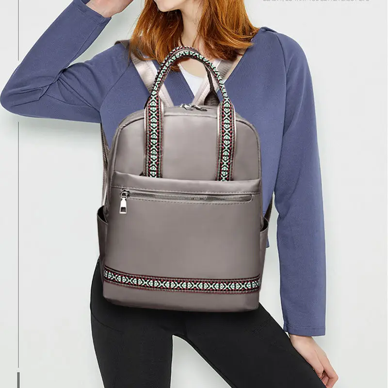 

Vintage Kanken Backpacks Top-handle Design Women Backpack Simple Nylon Design Zipper School Bags for Girls Shoulder Bags Female