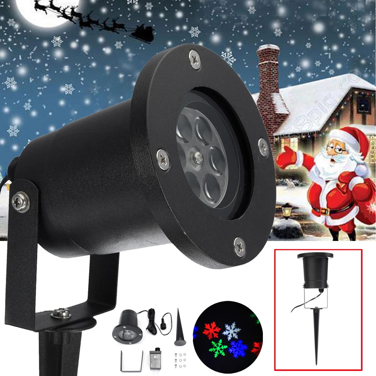

1Set 12W LED Christmas Snow Pattern Projection Lamp 6pcs LED Colorful Snow Style for Outdoor Garden Lamp Christmas Decor
