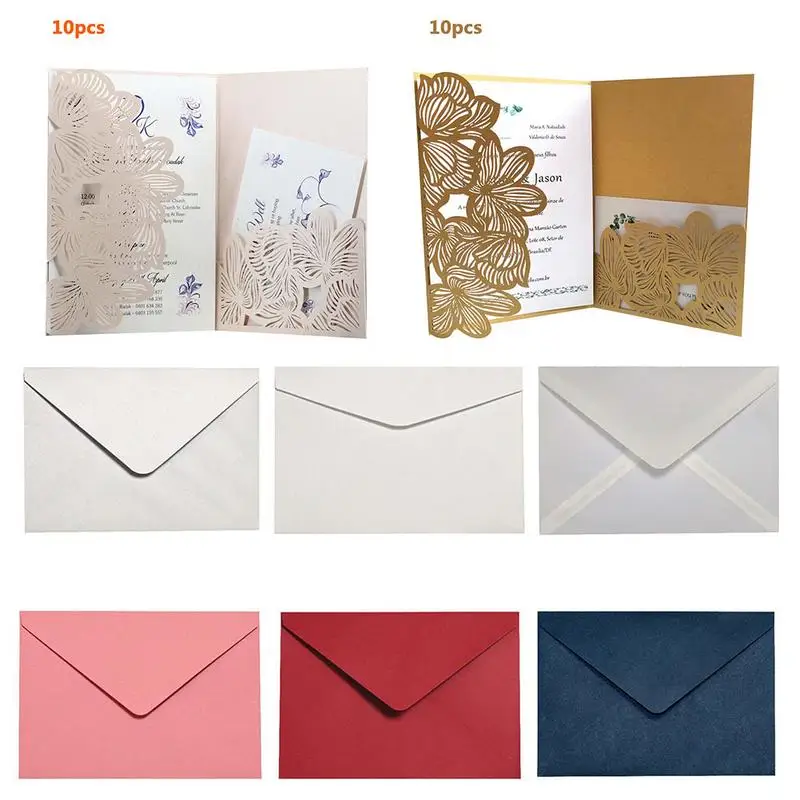  10pcs Laser Hollow Greeting Card Bag Mouth Invitation High-end Business Meeting Invitation Wedding  - 32995965326