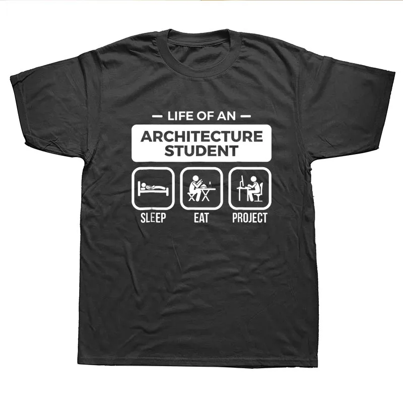 Забавная Студенческая Футболка с принтом «Жизнь зодчества», мужская летняя Винтажная футболка с коротким рукавом «Born To Be An Architect», хлопковые черные футболки