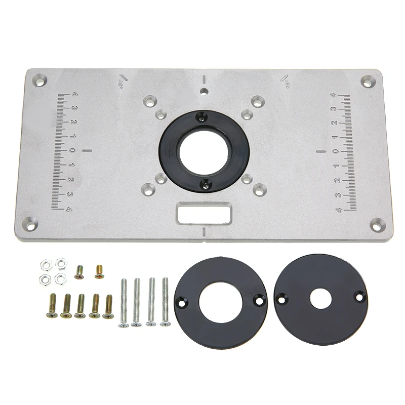 

700C Aluminum Alloy Router Table Insert Plate With 4 Rings Screws For Woodworking Benches For Trimmer Models Engraving Machine