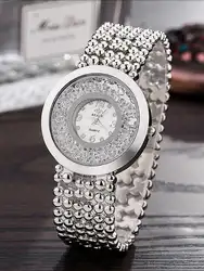 Модные женские серебряные часы класса люкс со стразами из нержавеющей стали аналоговые кварцевые наручные часы женские часы золотые часы