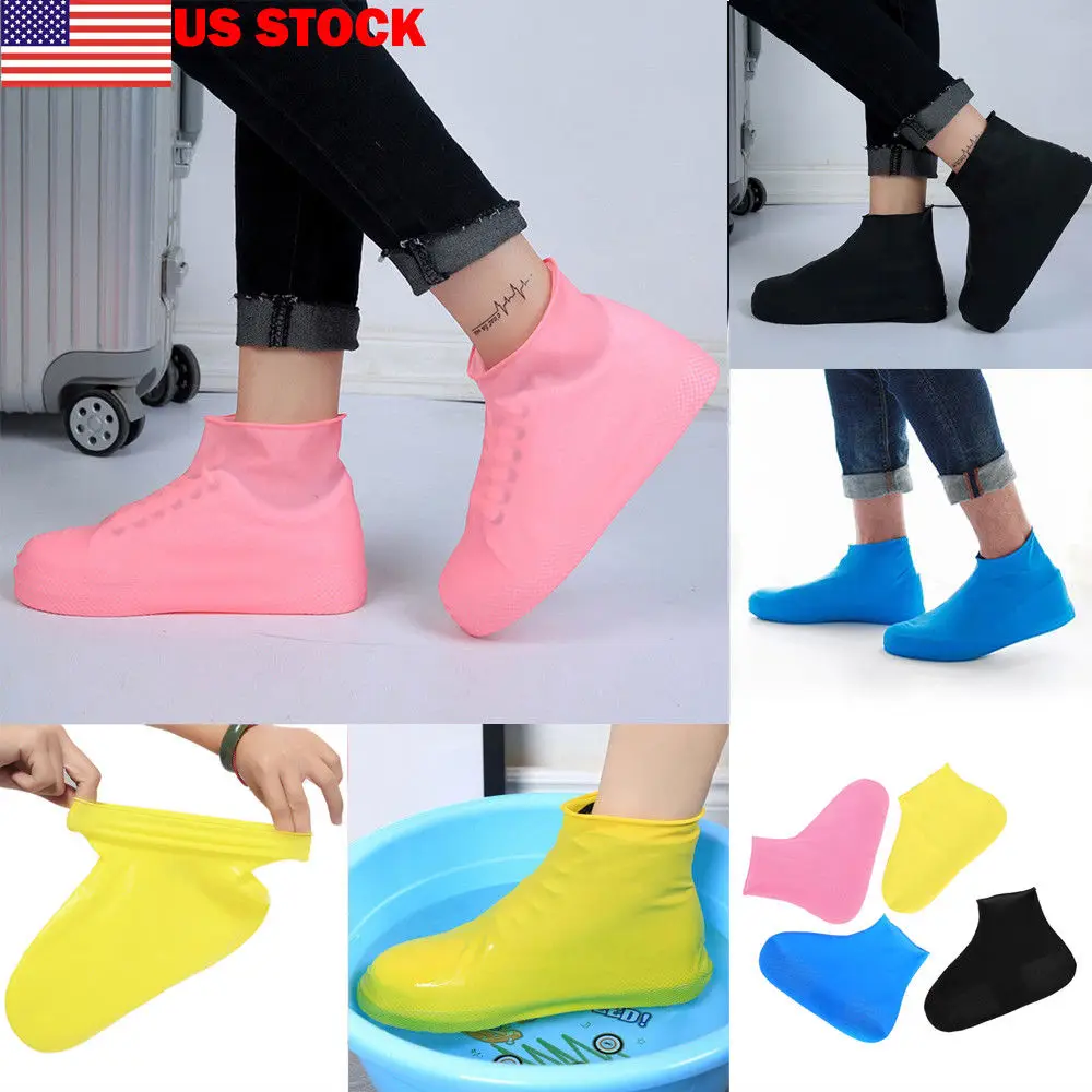 1 Pair Reusable Latex Waterproof Rain Shoes Covers Slip resistant