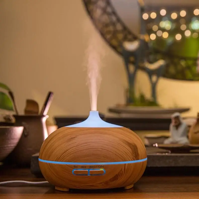 

Alloet 300ml Wood Air Humidifier Ultrasonic Humidifier Timer Function Essential Oil Diffuser Aroma Air Diffuser LED Lamp