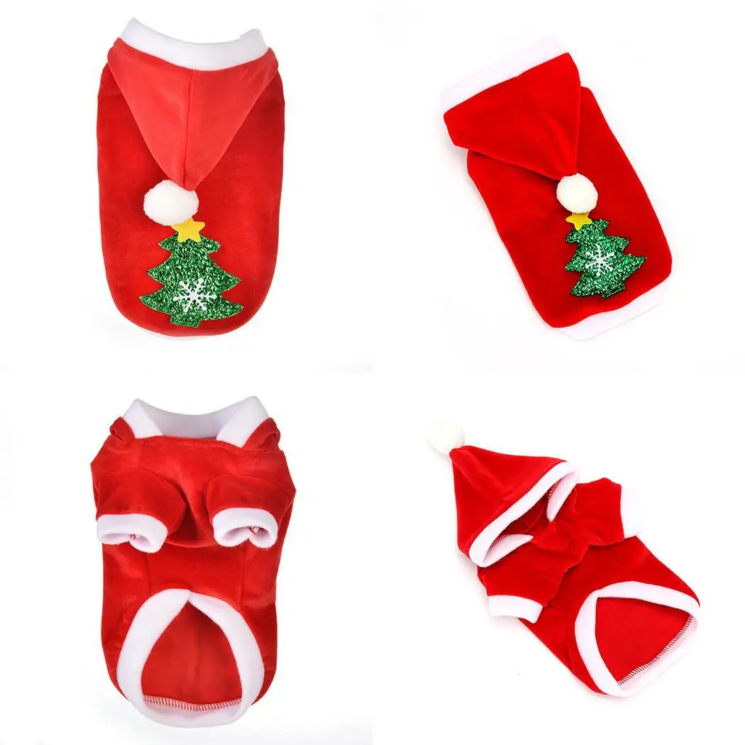 Повседневный Рождественский пуловер с принтом для собак, с капюшоном, с круглым вырезом, теплые зимние толстовки с длинными рукавами, с помпонами, красный цвет
