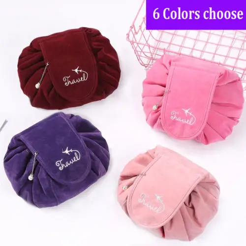 

Women Girls Toiletry Drawstring Cosmetic Bag Makeup Quick Pack Portable Velvet Handbag Cosmetic Bags