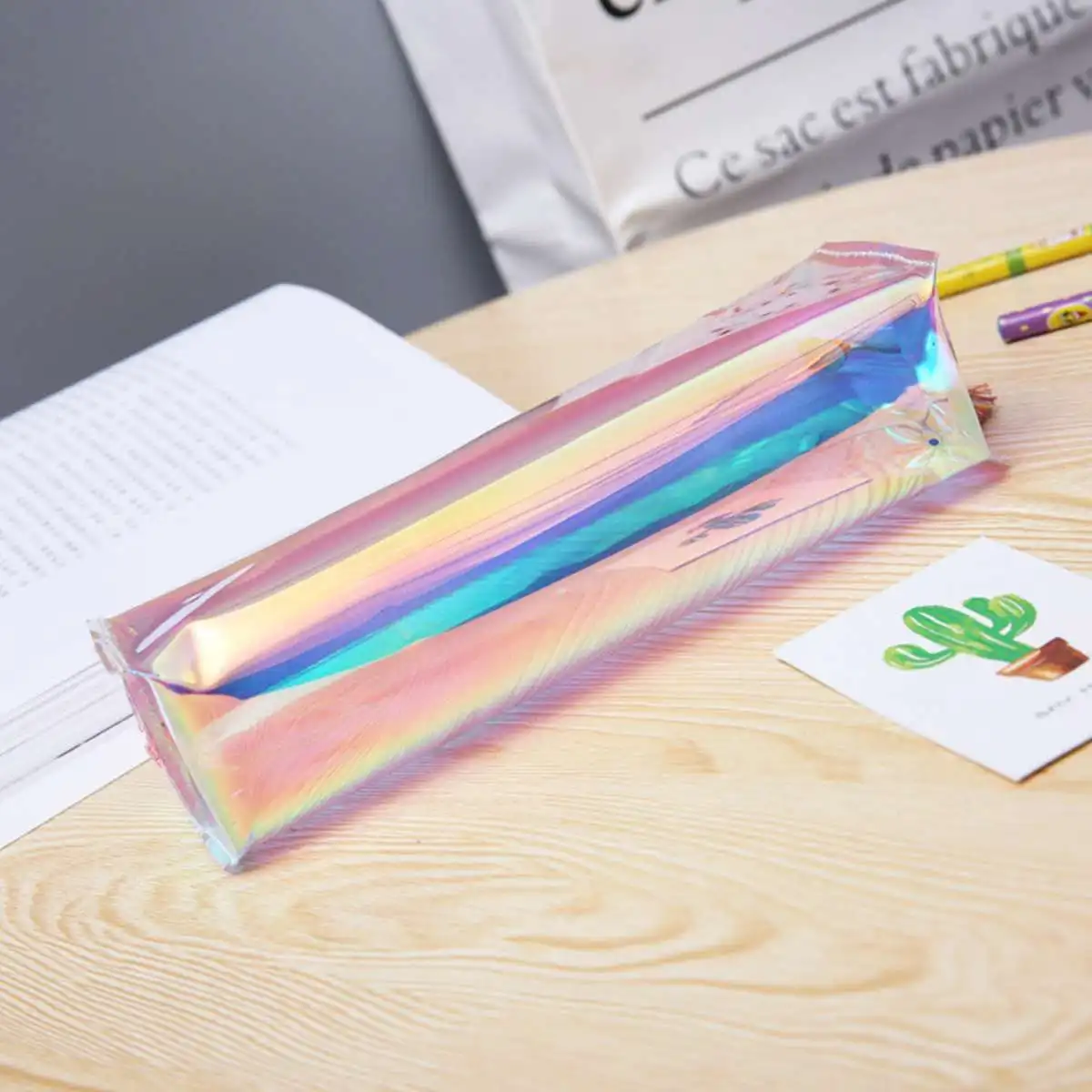 

1pcs Transparent Glitter Pencil Case Stationery Bags Pvc Pencil Bag School Pencil Box Supplies Student Gift