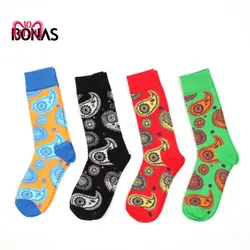 BONAS 4 пара/лот Мужская смешной счастливый Носки Тотем этническом стиле мужской хлопок носки зимние носки для мужчин Новое поступление