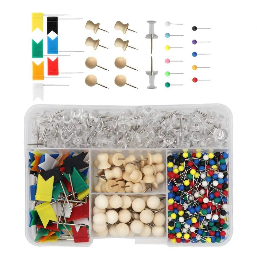 

700 Combination Box Practical and Decorative Map Tacks Marking Push Pins Set Students Officer Teacher Pack for Office,School,B