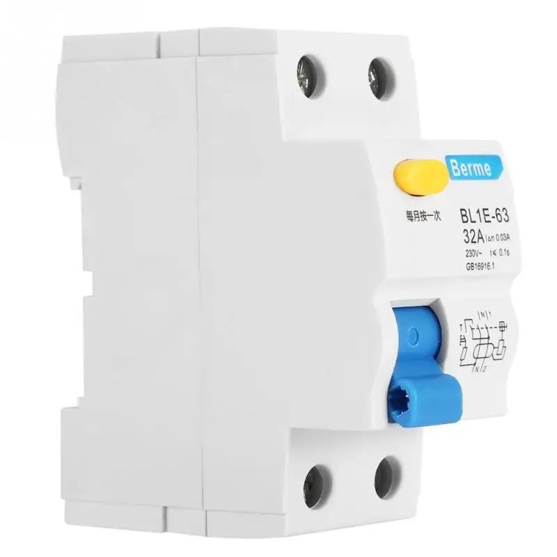 230 В 30мА защита от короткого замыкания токовый выключатель BL1E-63 32A 1P+ N RCCB Выключатель остаточного тока