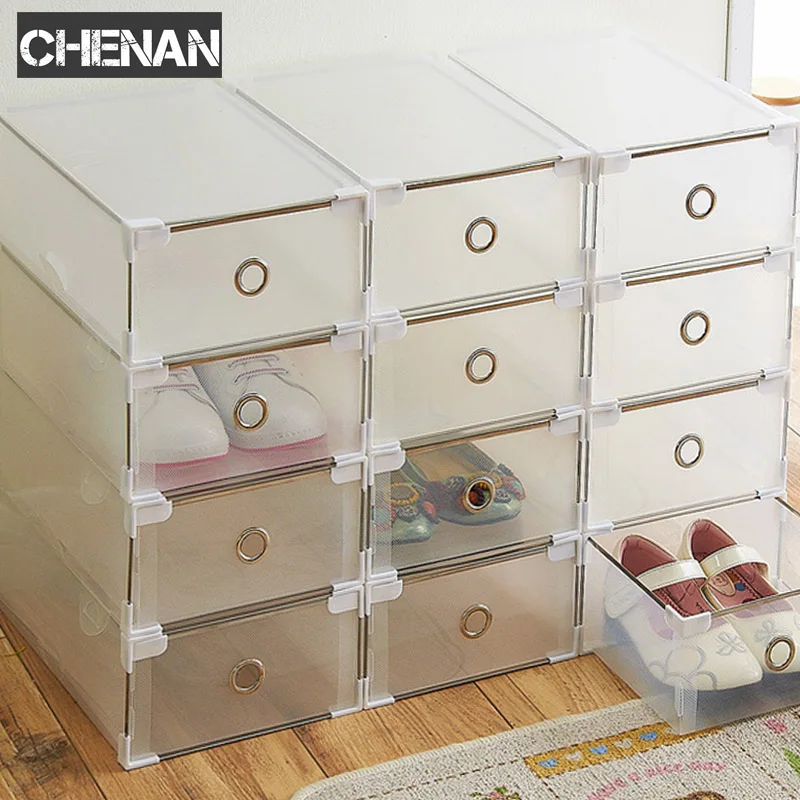 5PCS Eco-Friendly Shoe Storage Box Case Transparent Plastic Rectangle PP Organizer Thickened drawer