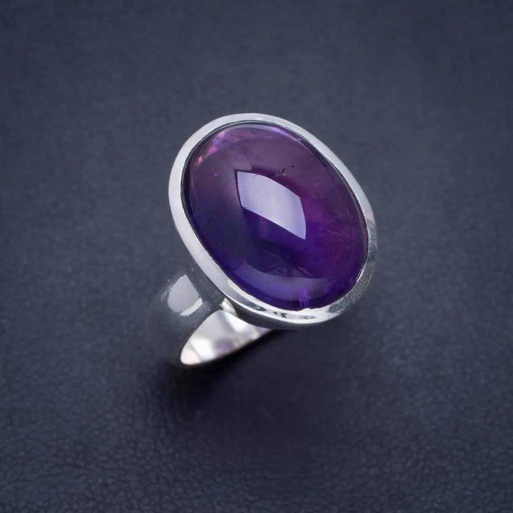 

Natural Amethyst Handmade Unique 925 Sterling Silver Ring 6.5 A1296