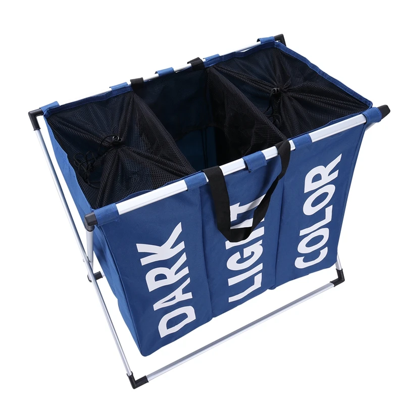 سلة الغسيل سلة الغسيل القابلة للطي حقيبة التخزين كحلي أكسفورد تعوق ثلاثة تنسيق خزانة ملابس حقيبة