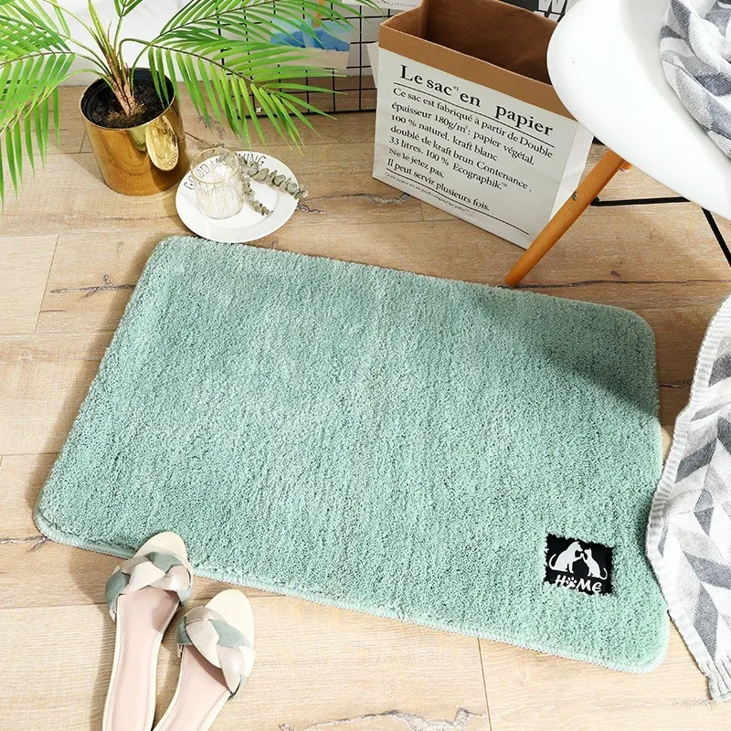 Однотонный бархатный Впитывающий Коврик для ванной комнаты, толстый нескользящий коврик для пола, мягкий удобный устойчивый ковер