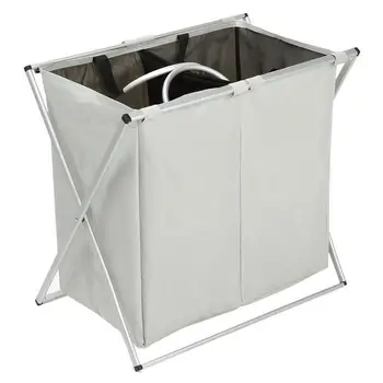 

Home Aluminum Alloy Folding Thick Oxford Cloth Double High Capacity Laundry Hampers With Waterproof Bags Toys Storage Box