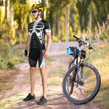 

Lixada Men's Cycling Jersey Set Breathable Quick-Dry Short Sleeve Biking Shirt Gel Padded Shorts MTB Bike Cycling Clothing Set