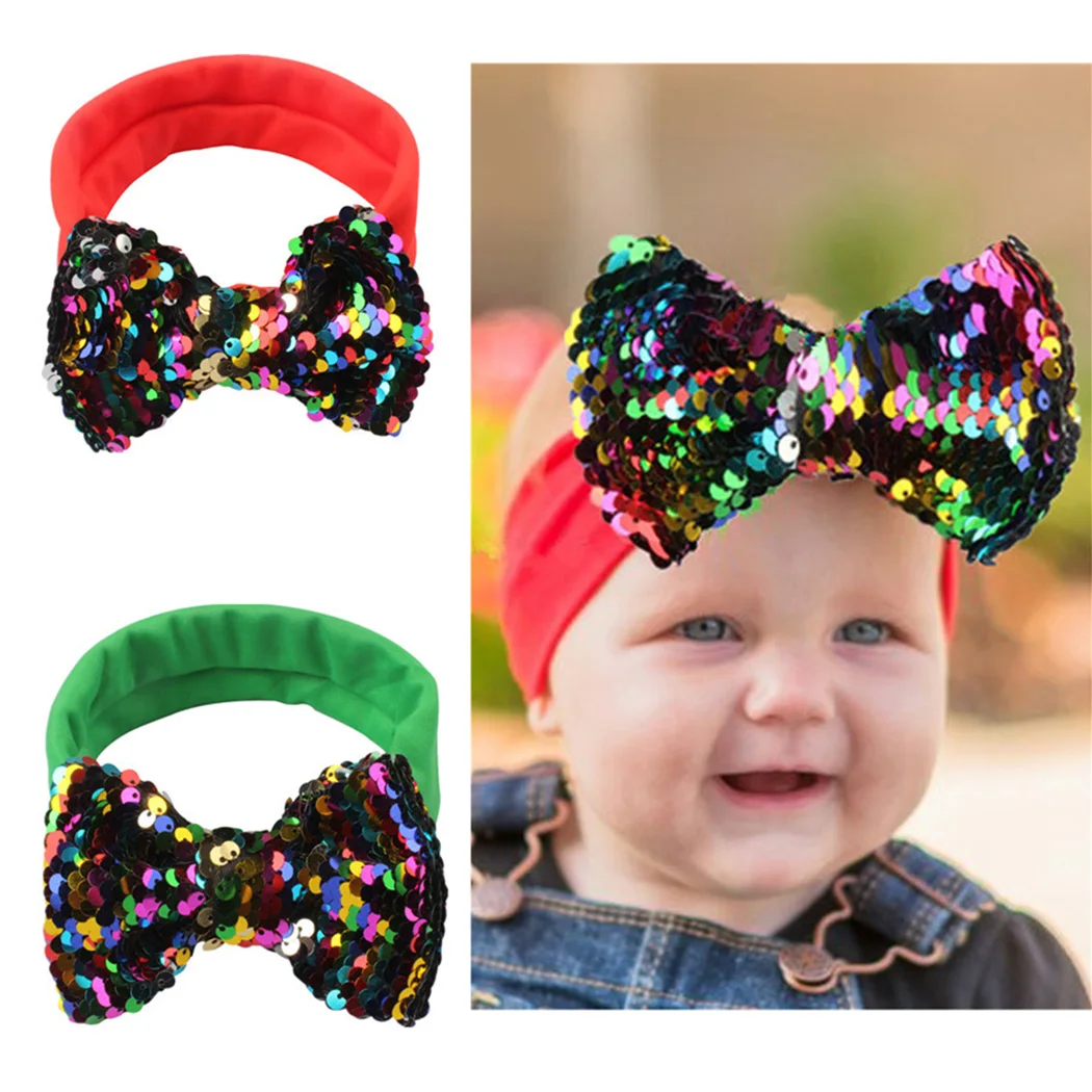 Children Cute Sequins Bow Hair Bands Kids Fashion Hair Accessories