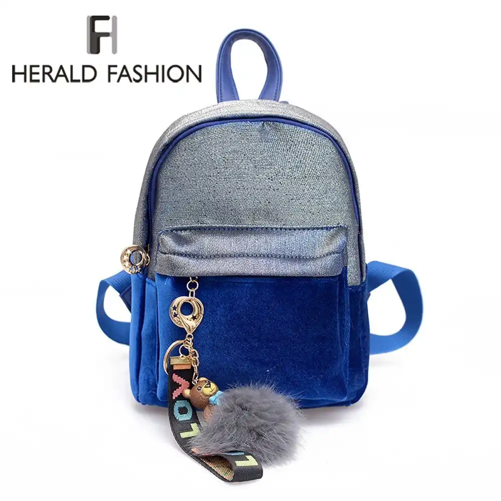 Herald Fashion Mini Velvet Backpack Bag Female Cute High Quality Back Pack For S Gift Women Small Korean