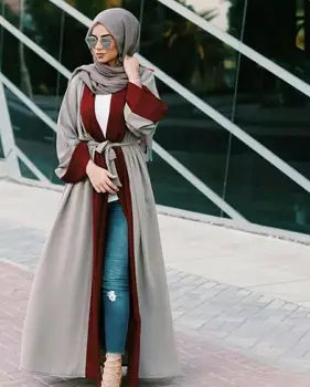

Dubai Abaya Maxi Dress Muslim Kimono Jilbab Open Front Robe Women Long Sleeve Cardigan Islamic Cocktail Party Arab Gown Ramadan