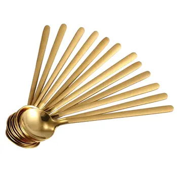 

12pcs/Set Round Shape Coffee Spoon Stainless Steel Mini Teaspoons Sugar Dessert Spoon Ice Cream Soup Spoon Kitchen Accessories