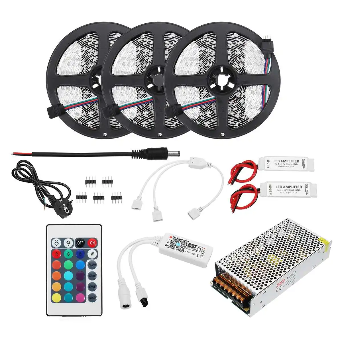 

15M 2835 RGB 300 Flexible LED Strip Light AC110-240V Smart Tape Light RGB WIFI light strip set TV Light IP20 Not waterproof