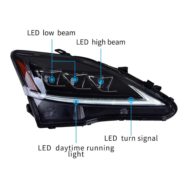 Головной светильник в сборе для Lexus IS250 IS300 2006-2012 полный светодиодный светильник soucer включает последовательные поворотники