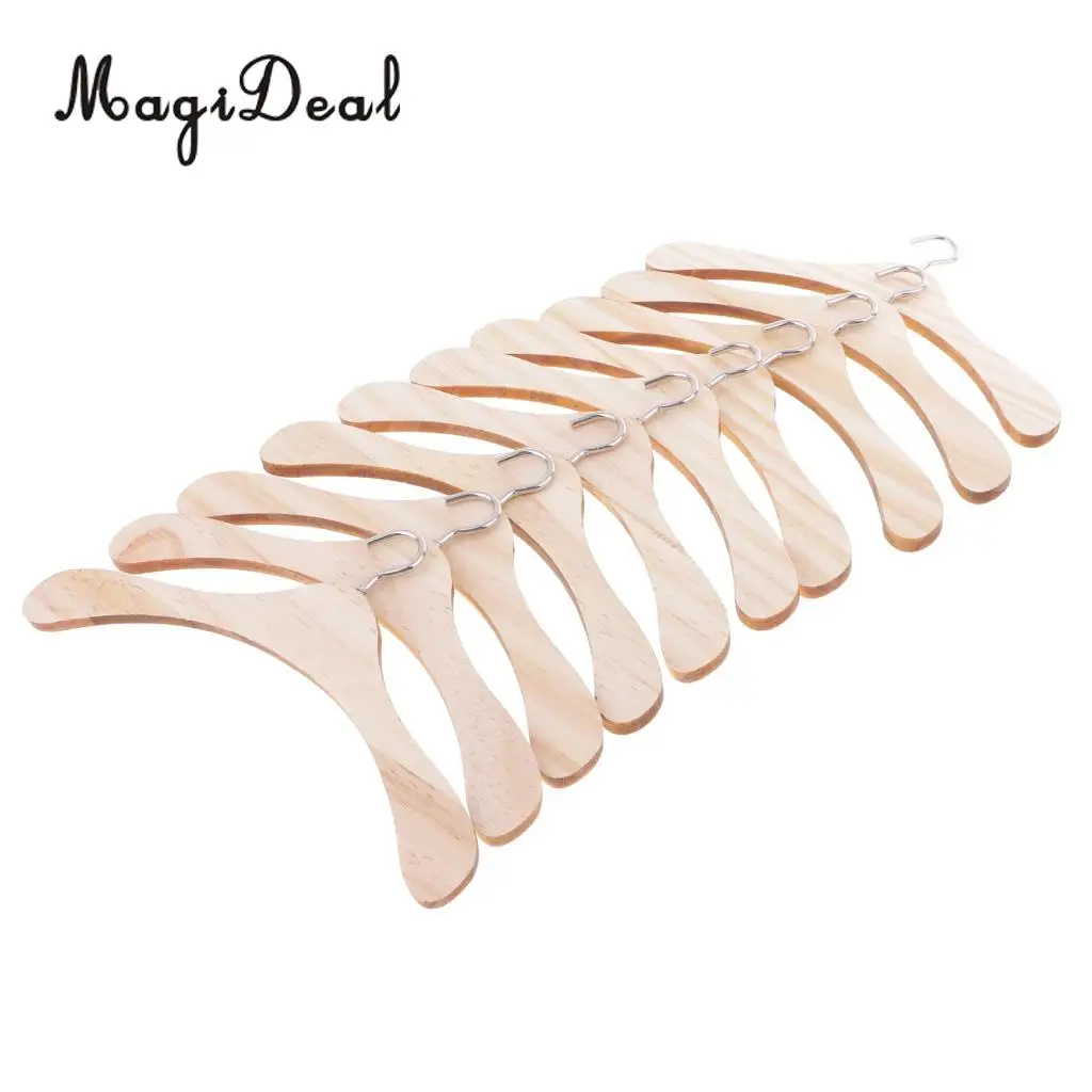 MagiDeal 10 шт. 15 см деревянная вешалка с металлическими крючками для 1/3 BJD SD17 куклы