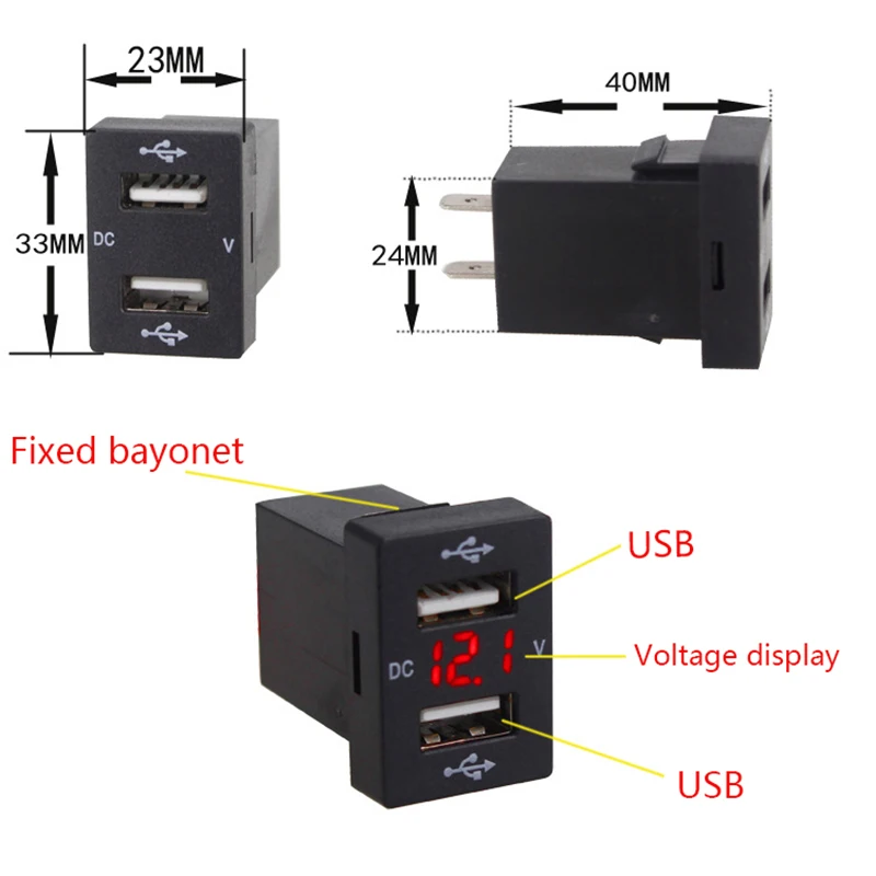 CARCHET гнездо автомобильного зарядного устройства двойной Порты usb с ЖК-дисплей Напряжение Дисплей автомобиля разъем для зарядки для Toyota Corolla levin