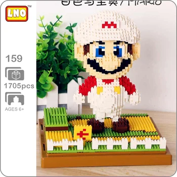 

LNO 159 Game Super Mario White Fire Mario 3D Model 1705pcs DIY Diamond Mini Building Small Blocks Bricks Assembly Toy no Box
