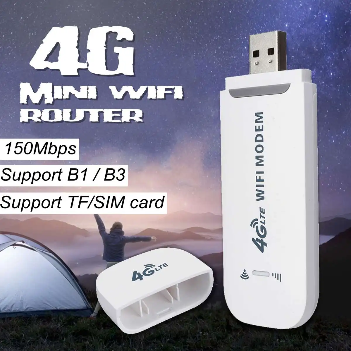 Unlocked 4G LTE WIFI Wireless USB Dongle Stick Mobile Broadband Modem SIM Card-in 3G/4G Routers