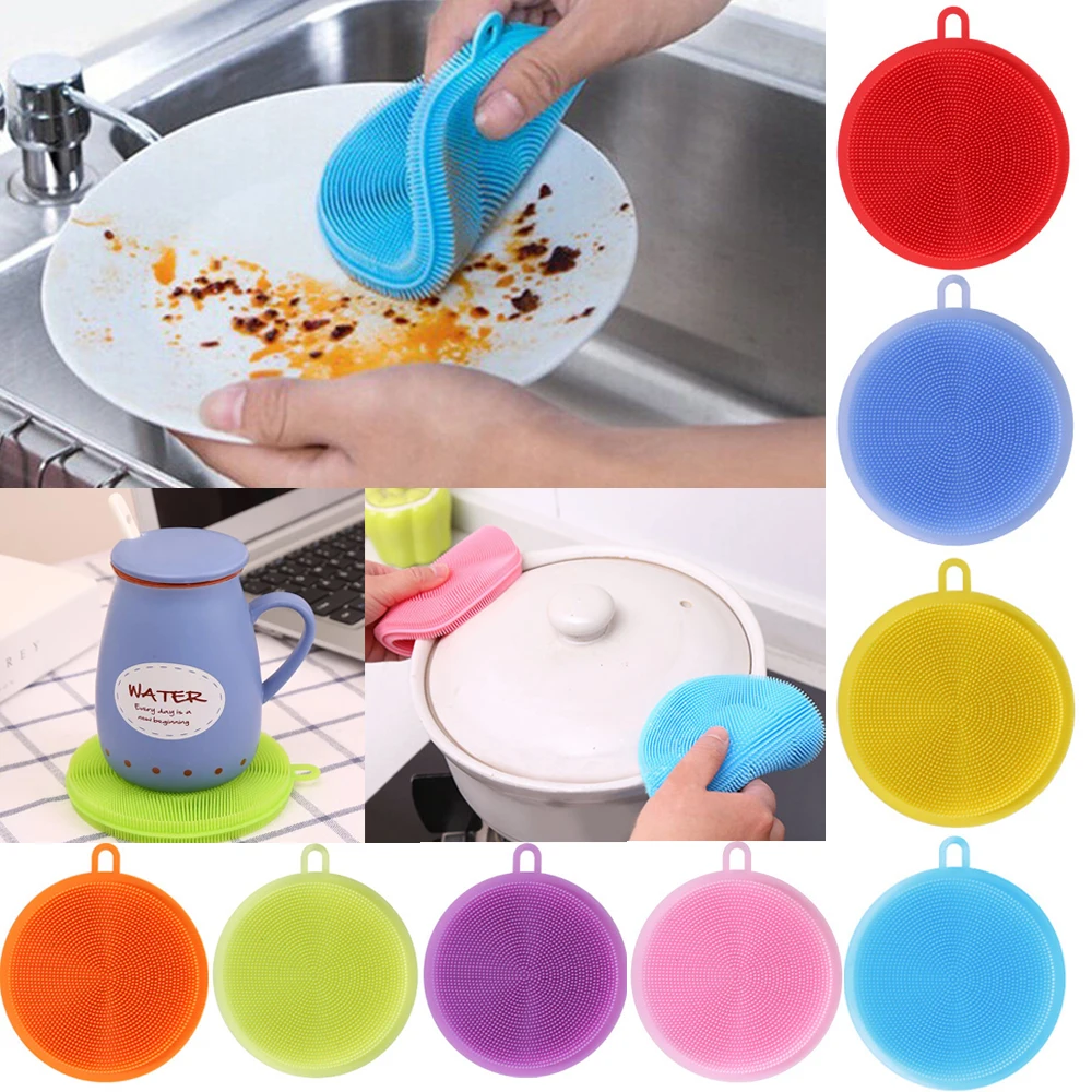 

Multi-function Cleaning Brushes Soft Silicone Dish Bowl Pot Pan Cleaning Sponges Scouring Pads Kitchen Cleaning Tool