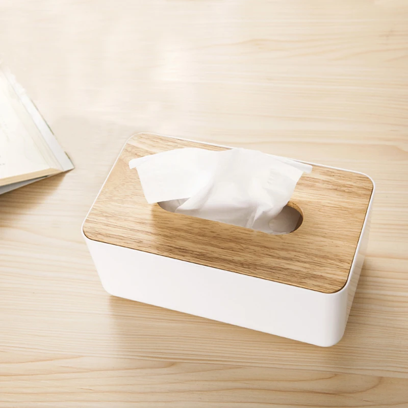  Removable Tissue Boxes Napkin Holder Wooden Cover Paper Handkerchiefs Car Home Dining Table Kitchen