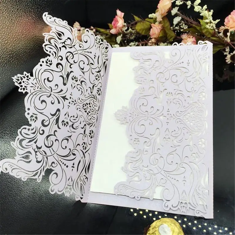  10Pcs/Set Delicate Hollow Carved Romantic Wedding Party Invitation Card Envelope Invitations for We - 32992098978