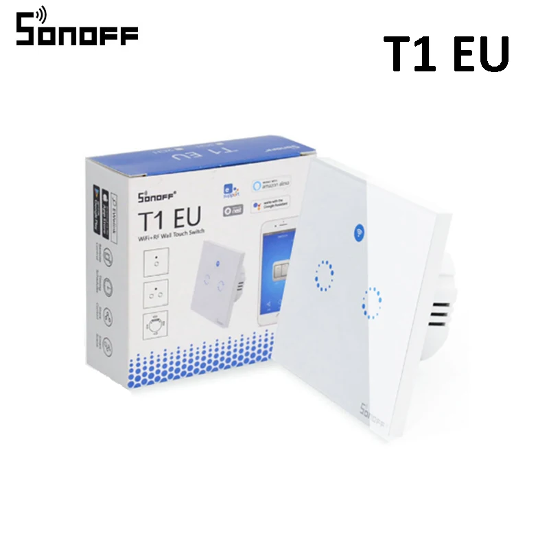 

Sonoff T1 Smart Wifi Wall Touch Light Switch 1-2 Gang Touch/WiFi/433 RF/APP Smart Remote Smart Home Controller Work
