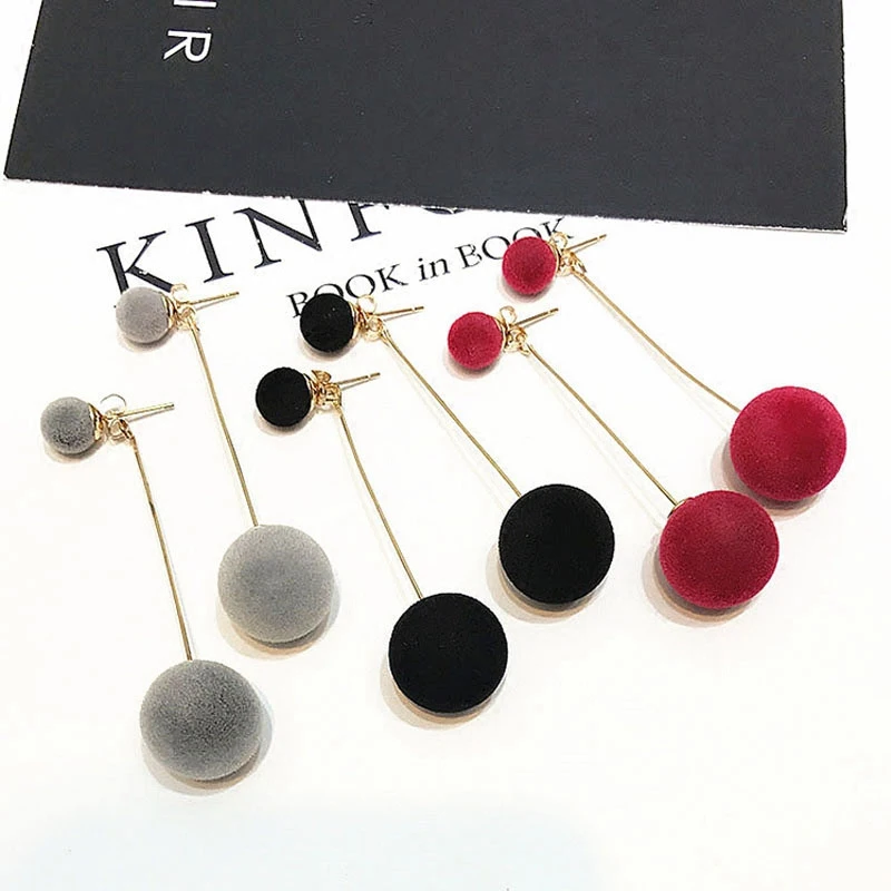 

Fashion 1 Pair Women Ball Double-sided Earrings Long Dangle Jewelry Charm Hot Valentine's Day Gifts