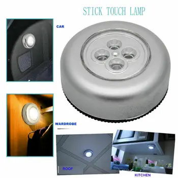 

4 LEDs Touch Push Button lamp Light Self-Stick Long Battery Life Down Spot Lights For camper caravan RV