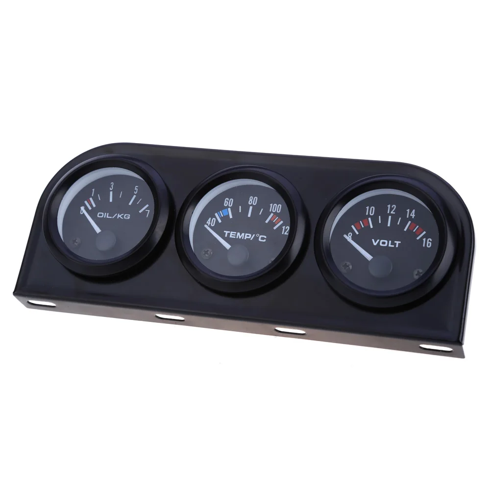 

52MM 3 in 1 Car Triple Gauge Auto Voltmeter Water Temperature Oil Pressure Gauge Sensor Vehicle Trucks Parts Kit