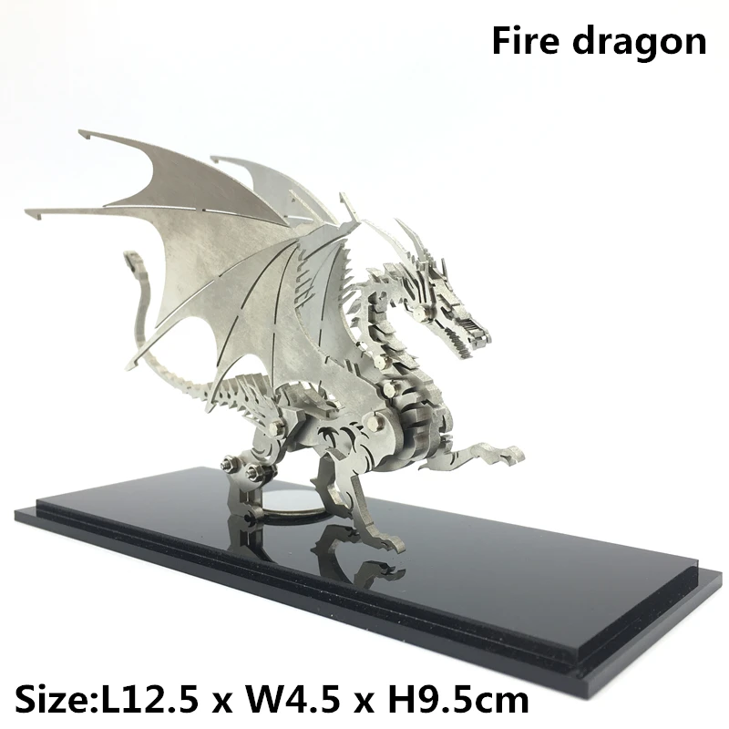 DIY сборные модели игрушки Коллекция рабочего стола для взрослых детей 3D металлическая модель Китайский Зодиак динозавры Западный Огненный Дракон
