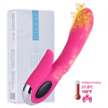 7 Frequency Dual Vibrating Vaginal Massager Smart Heating G-Spot Dildo Vibrator USB Charging Double Motor Masturbator for Woman