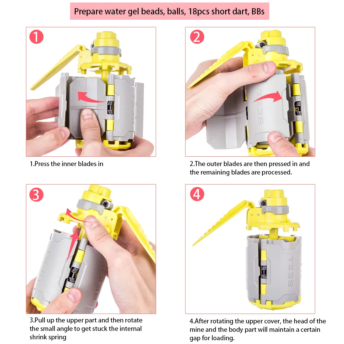 3 Pcs T238 V2 большая емкость водяная пуля игрушка в виде бомбы с функцией задержки времени для гелевых шариков BBs страйкбол Wargame-серый+ желтый