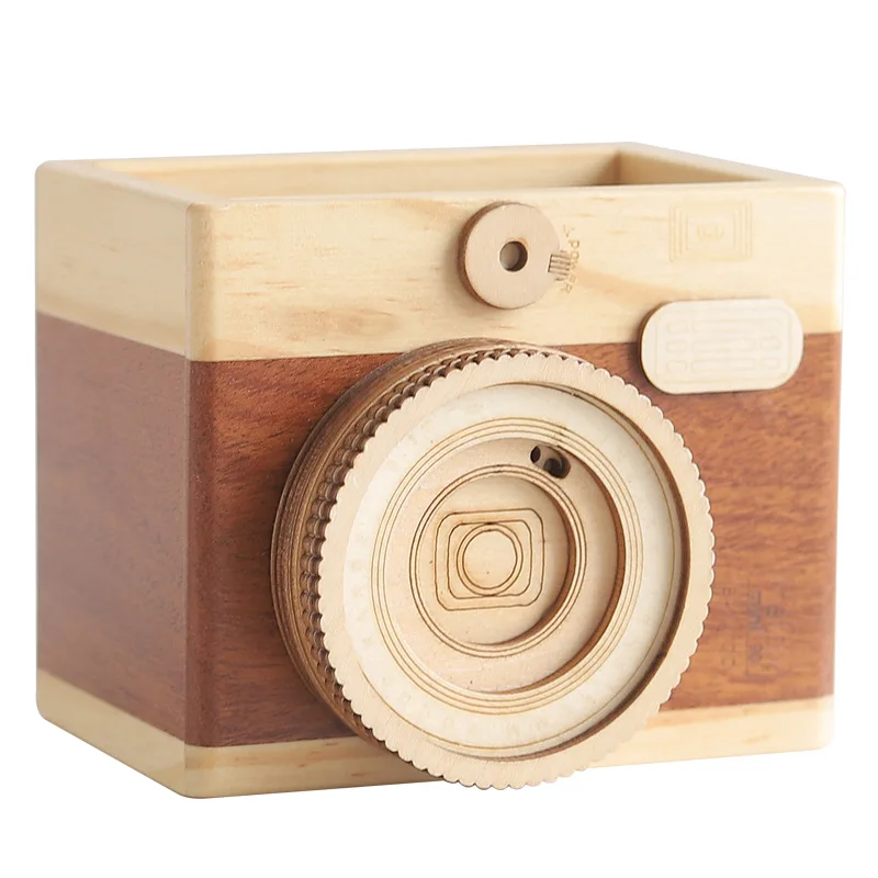 

Nordic Simple Wooden Camera Ornament Storage Boxes Creative Multifunction Office Item Cosmetic Storage Home Storage Organizati