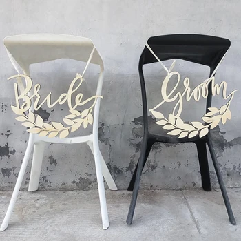 

FESTNIGHT Wooden Chair Banner Sign Set for Rustic Wedding Engagement Decorations Party Supplies Chair Decoration