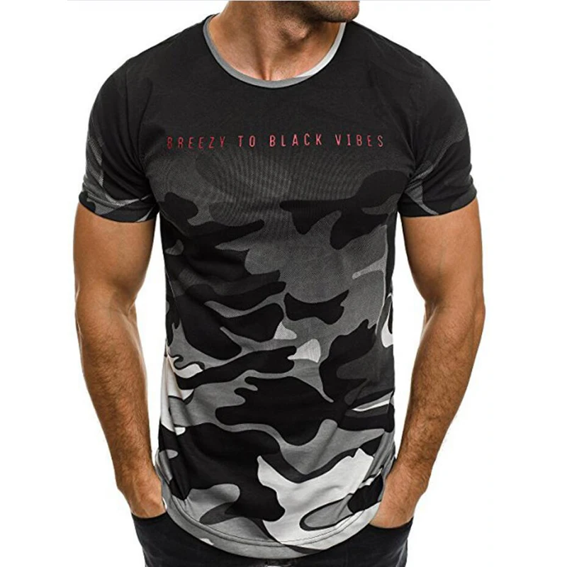

T-shirt men's 3D printing gradient color long-sleeved denim muscle basic solid color shirt T-shirt shirt T-shirt men's new 2019