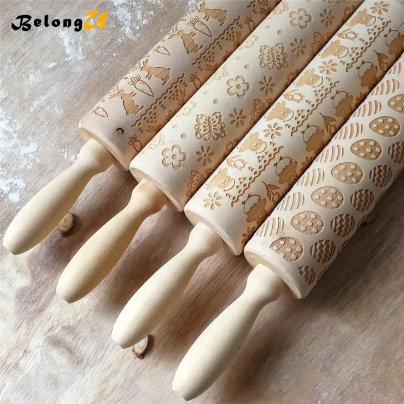 Easter Wood Rolling Pin Party Holiday DIY Decorations for Bakeware Cake Pizza Cookie Tools Baking Pastry Tool Pins Decor | Дом и сад