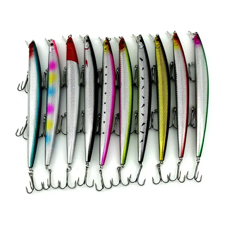 

10pcs/lot 18cm 26g Hard Bait Set Plastic Simulated Minnow Lure Jigs Slowing Sinking Bait Gear for Freshwater and Saltwater