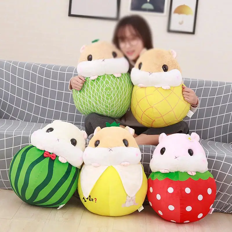 

2 in 1 Hamster and Fruit Modeling Doll Cute Fat Hamster Shaped Plush Toy Festival Gift Birthday Gift Collection for Children