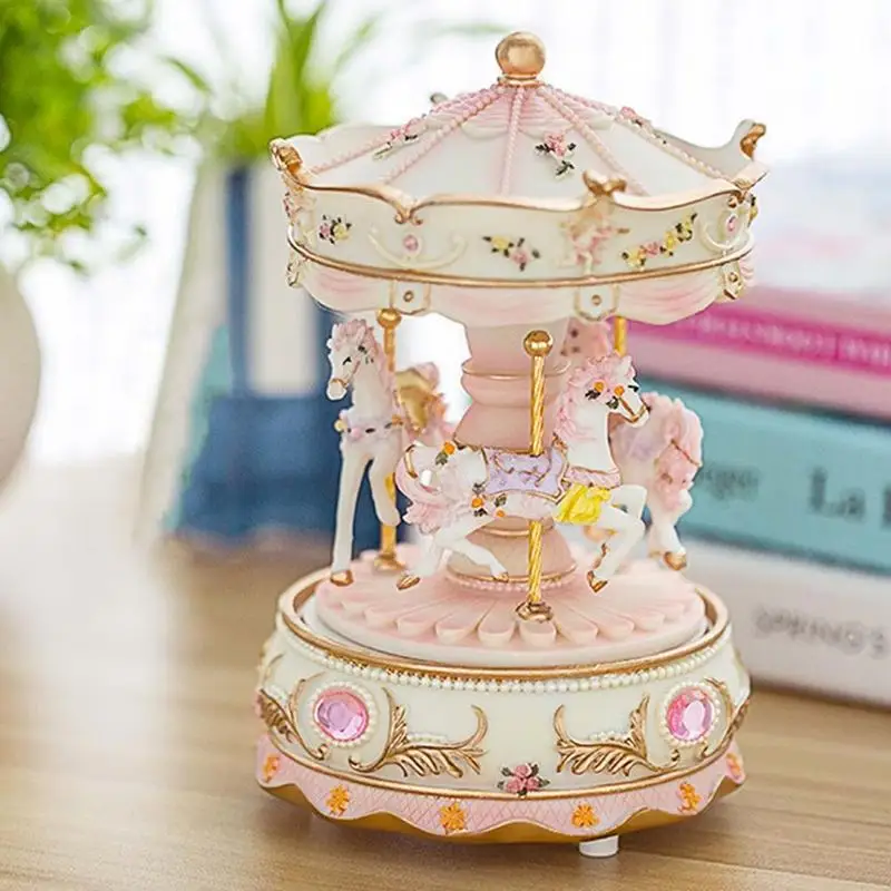 

Carousel Shape Music Box With Light Musical Box Decoration For Kids Children Girls Christmas Birthday