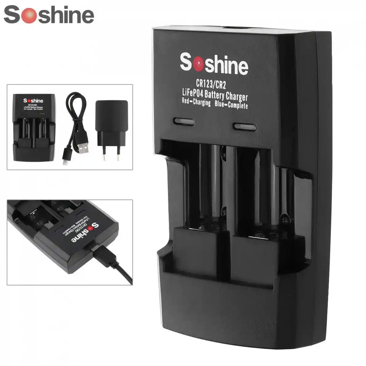 Новый дизайн Soshine Li-FePO4 RCR 123/CR2 Интеллектуальное Быстрое зарядное устройство - изображение
