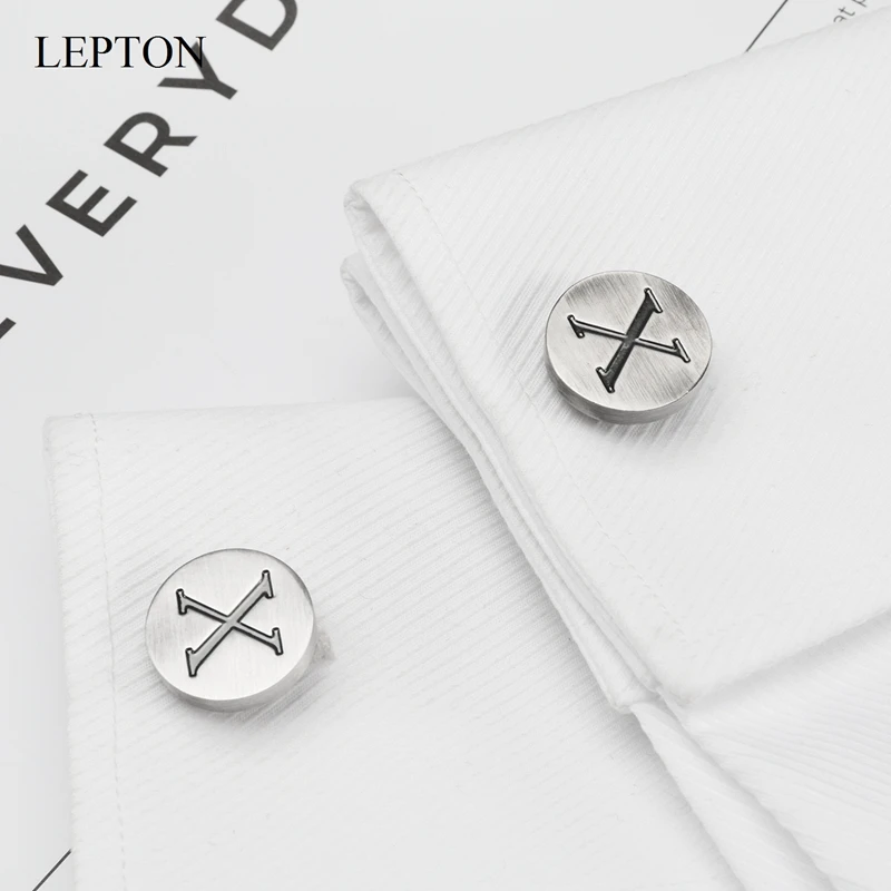 Запонки Алфавит Lepton Letters X of an для мужчин s антикварные посеребренные круглые