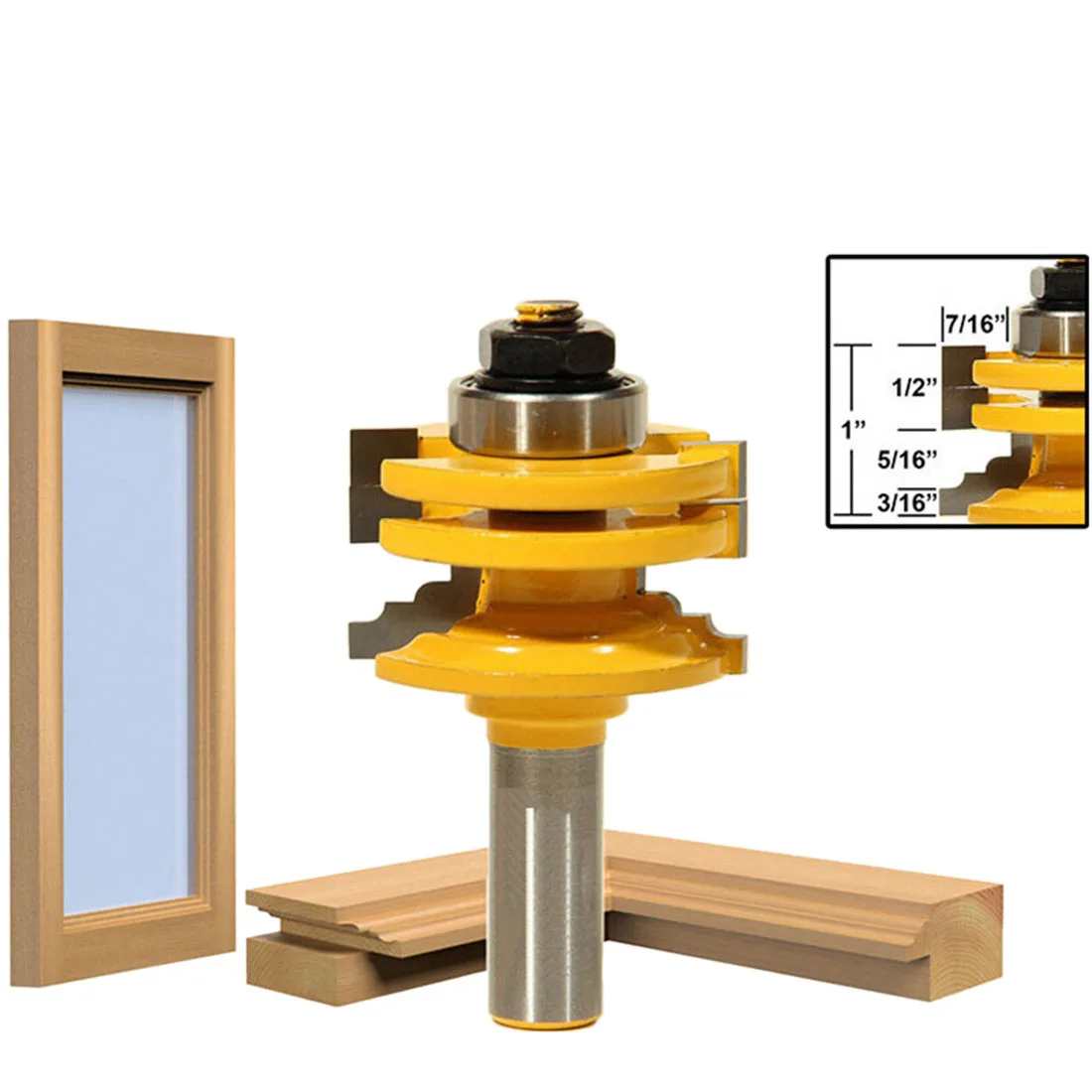 

1/2 Inch Carbide Shank Carving Wood Milling Cutter Window Frame Glass Door Router Bit Mill Woodworking Trimming Tools